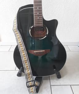 P&P® - Professionele Verstelbare Stevige Gitaarband - Guitar strap Band - Luxe Gitaarriem - Bas/Elektrische /Akoestische/ Klassieke Gitaar - Geborduurd geel/bruin — thumbnail 3