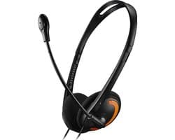 Canyon HS-01 Microfoon Plat 2m Headset - PC - Headset - Verstelbare Microfoon - Volumeregeling - Trendy Zwart-Oranje Ontwerp