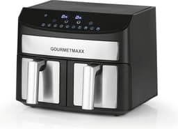 GOURMETmaxx Dubbelkamer Airfryer 2x 3,5L - Roestvrij staal | Airfryer Oven met synchroon-kookzones, timerfunctie & touchdisplay | energiezuinig frituren | 10 programma's | 2400 watt | heteluchtoven — thumbnail 1