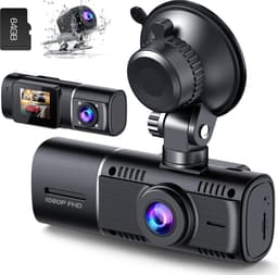 3-Kanaals Auto Dashcam - Full HD Voor- Achter- en Interieurregistratie - Infrarood Nachtzicht - Bewegingsdetectie - Compact en Discreet Ontwerp - Parkeermodus - Auto Beveiligingscamera — thumbnail 1