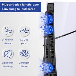 RGB Koelventilator geschikt voor Playstation 5 Slim Console - voor PS5 Slim met LED-lichtkoelsysteem - PS5 Slim Disc Edition & Digital Edition Console - Zwart — thumbnail 3
