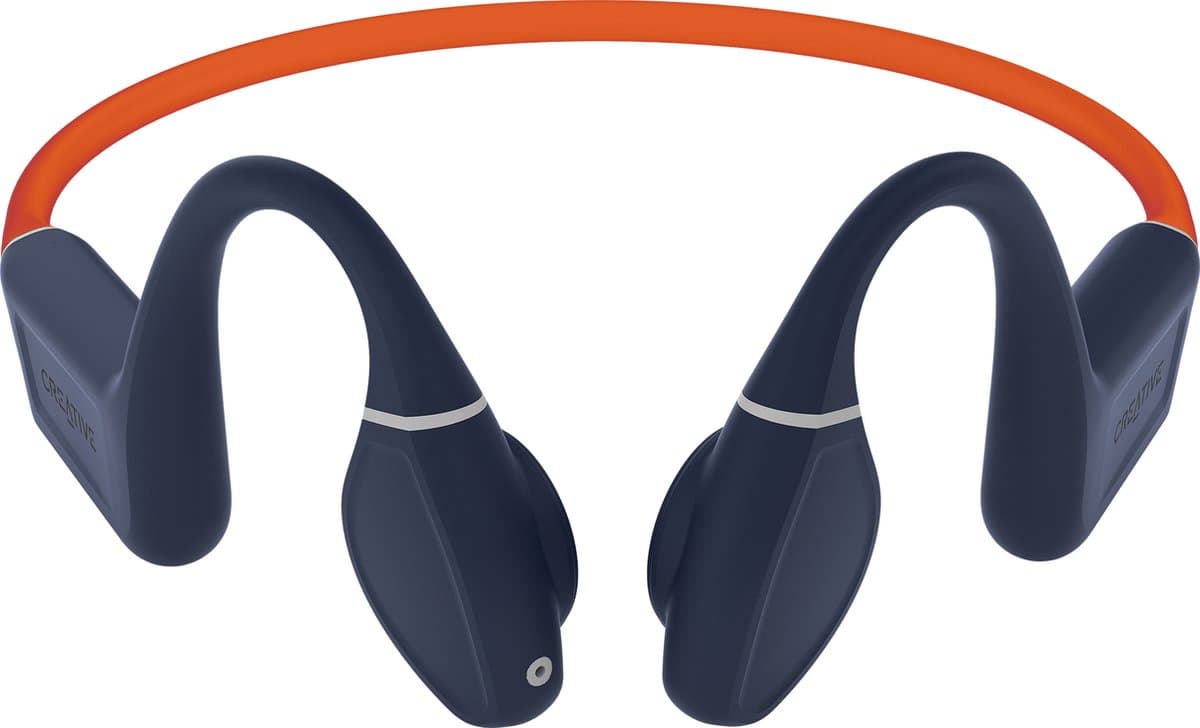 Creative Outlier Free Pro+ Bone-conduction-IPX8-sport hoofdtelefoon met Bluetooth 5.3, verstelbare conducties, geintegreerde 8 GB MP3-speler, tot 10 uur batterijduur, geintegreerde microfoon,waterdicht (blauw en oranje) — afbeelding 1