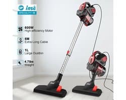 Inse i5 steelstofzuiger -stofzuiger - steelstofzuigers - Rood - steelstofzuiger met snoer - handstofzuigers - inclusief 3 kopstukken