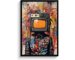 Fotolijst incl. Poster - Televisie - Graffiti - Mens - Kleuren - 60x90 cm - Posterlijst