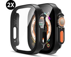 Hoesje geschikt voor Apple Watch Ultra 1 / 2 / 3 - 49 mm Screen Protector - Podec Full Cover Hard Case - Zwart - 2 Stuks