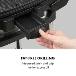 Klarstein Gatsby elektrische barbecuestandaard tafelgrill, vermogen: 2000 W, EasyGrill Concept, grilloppervlak: 40 x 36 cm / gegoten aluminium / antiaanbaklaag / grillmuts, twee zijtafels, beige / zwart - BBQ - 47 cm - RVS - RVS — thumbnail 3