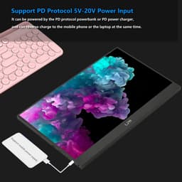 Lipa AX-60 portable monitor 4K Ultra HD 15.6 inch - Draagbare monitor - Beeldscherm - Computerscherm - Draagbaar scherm - HDMI - 2x USB C & 1x Micro usb - Speakers - Freesync - Hoes en kickstand - Ook voor consoles- Energiezuinig - 3840 x 2160 UHD — thumbnail 4