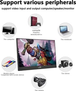 Lipa AX-60 portable monitor 4K Ultra HD 15.6 inch - Draagbare monitor - Beeldscherm - Computerscherm - Draagbaar scherm - HDMI - 2x USB C & 1x Micro usb - Speakers - Freesync - Hoes en kickstand - Ook voor consoles- Energiezuinig - 3840 x 2160 UHD — thumbnail 5