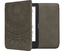 kwmobile e-reader hoesje geschikt voor Kobo Clara 2E hoes - Ereader flip case met standaard - Kunstleren e reader cover - Indian Sun design in grijs