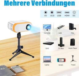 Mini Beamer - Streamen vanaf je telefoon - Input tot 1080P Full HD - Projector - Mini Projector - HDMI - USB - Wit / Geel - Smartphone - Draagbaar - Ingebouwde speaker - Zoomfunctie — thumbnail 2