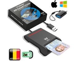 Good2know EID Kaartlezer - USB C en USB A - Identiteitskaartlezer - Card Reader - Identiteitskaart - E-ID Belgium - Rood Zwart