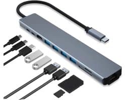 Docking Station met HDMI 4K- USB C HUB 10 in 1 - Ethernet, 4x USB, 2x USB C opladen, Micro/SD card reader Hub – USB Splitter - Geschikt voor Apple Macbook en Windows laptop