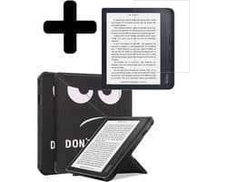 Hoes Geschikt voor Kobo Libra 2 - E-reader Bescherm Hoesje Case Sleep Cover Trifold Met Screenprotector - Hoes Geschikt voor Kobo Libra 2 Hoesje - Don't Touch Me