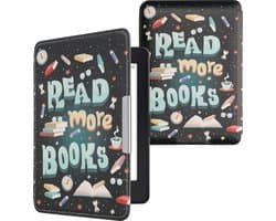 kwmobile e-reader hoesje geschikt voor Amazon Kindle Paperwhite hoes - E reader flip case met magnetische sluiting - Ereader cover - Read More Books design in blauw / geel / groen