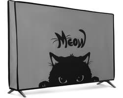 kwmobile tv hoes voor 32" TV cover - Beschermhoes voor televisie - Voor binnengebruik - Kat Meow design in grijs / zwart