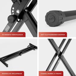 Keyboard standaard - verstelbaar dubbel X-frame statief voor Keyboards - zwart — thumbnail 2