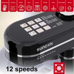 SUNCOK Keukenmixer, met twee roestvrijstalen mengkommen: 4,5 l en 5,5 l. Krachtige motor van 1500 W, geluidsniveau 59 dB. Blender, geschikt voor bakken en deeg kneden. — thumbnail 2