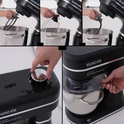 SUNCOK Keukenmixer, met twee roestvrijstalen mengkommen: 4,5 l en 5,5 l. Krachtige motor van 1500 W, geluidsniveau 59 dB. Blender, geschikt voor bakken en deeg kneden. — thumbnail 4