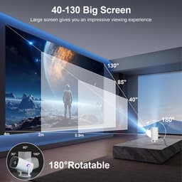 SnelShoppen - Mini-beamer 4K Full HD 1080p Draagbare Projector met WiFi 6, Bluetooth 5.4, Autokeystone, Handmatige Scherpstelling, 180° Draaibaar - Id — thumbnail 4
