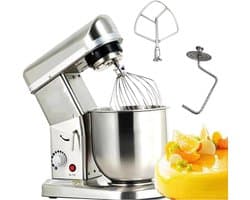 Keukenmixer - Deegmixer Staande Mixer - Bakken en Koken - 3 Accessoires en Kantelbare Kop - 5L of 7L - Zilver