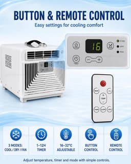 Mobiele Airco - Compacte Airco Kleine Airco - Koele Ruimtes Creëren - 3400 BTU Compressor - 1-8 m² - Multicolor — thumbnail 5