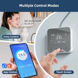Slimme thermostaat - Digitale verwarmingscontroller - Energie besparen - 2-draads bekabeld - 86 x 86 x 20 CM - Grijs — thumbnail 4