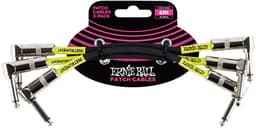 Ernie Ball Patchkabel - 3-Pack - Haaks/Haaks - 15 cm - Zwart - Dubbelgeleider - Meervoudige Afscherming - PVC Mantel — thumbnail 1