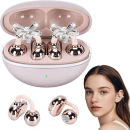 carmdering - stijlvolle clip-Open Ear Oortjes - Oortjes Draadloos - Sport Oordopjes - 5.4 Bluetooth - Clip On - afneembare vlinderoorbellen- Voor sport en kantoor-roze — thumbnail 1