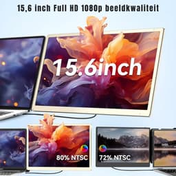 KIRA® Portable Monitor - Draagbare Monitor voor Thuiswerk & Reizen - Full HD Portable Display voor MacBook & Windows - Zwart - 4cm x 20cm x 13cm — thumbnail 2