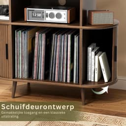 SNJY® Platenspeler Meubel - Platenspeler Kast - LP Houder - Platenhouder - 40D x 90B x 77H cm - Bruin — thumbnail 4
