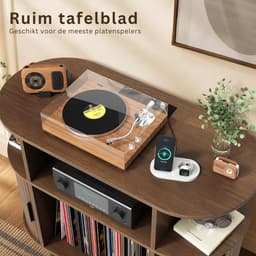 SNJY® Platenspeler Meubel - Platenspeler Kast - LP Houder - Platenhouder - 40D x 90B x 77H cm - Bruin — thumbnail 2