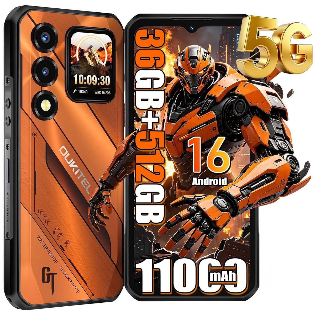 OUKITEL WP66 5G Outdoor Smartphone-11000mAh-108MP camera- 36GB RAM-512GB ROM- IP68 Waterdicht, Android 16, NFC — afbeelding 1