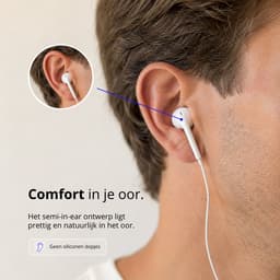 FourGoods USB-C Oortjes met Draad - Microfoon - Wit - Bedrade Oordopjes - Muziek & Oproepbediening — thumbnail 4
