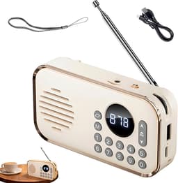 Retro radio - met Bluetooth-functie – Draagbare mini-luidspreker – Walkman-luidspreker – Ondersteunt MP3, USB, microSD-kaart, antenne en Bluetooth-luidspreker – Geschikt voor thuis, op kantoor en buitenshuis - 123*34*67 mm - 1200 mAh - Beige — thumbnail 4