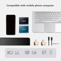 Draagbare SSD - Externe Opslag Schijf - Snelle Gegevensoverdracht - Schokbestendig Ultradun - 2TB 4TB 8TB - Blauw — thumbnail 2