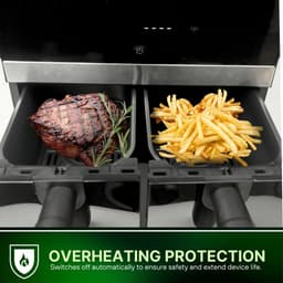 Comfy Nest Dubbele Airfryer XXL - CN-AFD45NS - 2400W - Duo Airfryer - 9L - Zwart/Zilver — thumbnail 2