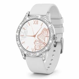 Knobbout 1,27 Inch Dames Sierlijke Smartwatch met Strass– HD Touchscreen – Hartslag-, Bloeddruk- & Zuurstofmeting – Slaapmonitor – Ademhalingstraining – Menstruatiecyclus – AI-Spraakassistent – IP68 Waterdicht – Wit Silicone Band — thumbnail 1