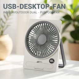 Oplaadbare Tafelventilator USB – 5 Snelheden – Opvouwbaar – Telefoonhouder – Stil – Draagbare Mini Ventilator — thumbnail 4