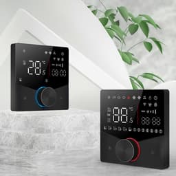 Slimme Thermostaat - Klimaatregelaar Temperatuurcontroller - Energiebesparing Thuis - 8 Lichteffecten Knop - 12.4 mm Dikte - Zwart — thumbnail 1