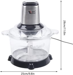 Elektrische Keukenhakselaar - Mini Keukenmachine - Snel Ingrediënten Snijden - Veiligheidsbeveiliging - 5 Liter Capaciteit - Zilver Zwart — thumbnail 3