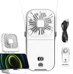 Draagbare Handventilator - Kleine Ventilator - Koelte Onderweg - Opvouwbaar Ontwerp - 3000mAh Batterij - Wit — thumbnail 5