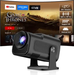 SnelShoppen - Mini Beamer 4K met WiFi 6, Draagbare Smart Projector, Bluetooth 5.4, Android 11.0, 180° Rotatable, Compact Buitenprojector, Geschikt voo — thumbnail 1