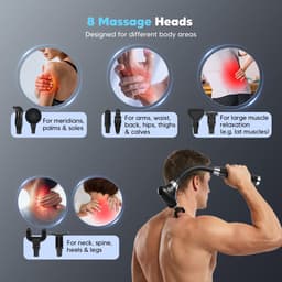 SnelShoppen - Massagepistool Diepteweefsel Ergonomisch Handheld Spiermassageapparaat met 8 Opzetstukken, 5 Snelheden - Draagbaar voor Rug, Armen, Scho — thumbnail 3
