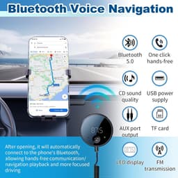 Bluetooth Transmitter Auto - FM Transmitter voor Auto - Bluetooth Receiver - Bluetooth Ontvanger - Carkit met Handsfree Bellen - Bluetooth Auto Ontvanger - Bluetooth Adapter Auto - Autolader USB-C - Voor Handsfree Bellen - Zwart — thumbnail 3