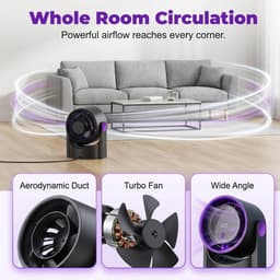 Oplaadbare bladloze ventilator via USB, 100 windsnelheden met digitaal display, stille bureauventilator, 12‑uur batterijduur, geschikt voor kantoor, slaapkamer en studentenkamer, beige — thumbnail 2