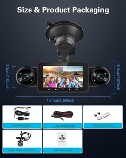 Dashcam - 3 Inch IPS Touchscreen - Full HD 1080p Opnames - 8 IR Nachtzichtlampen - Voor Auto's — thumbnail 5