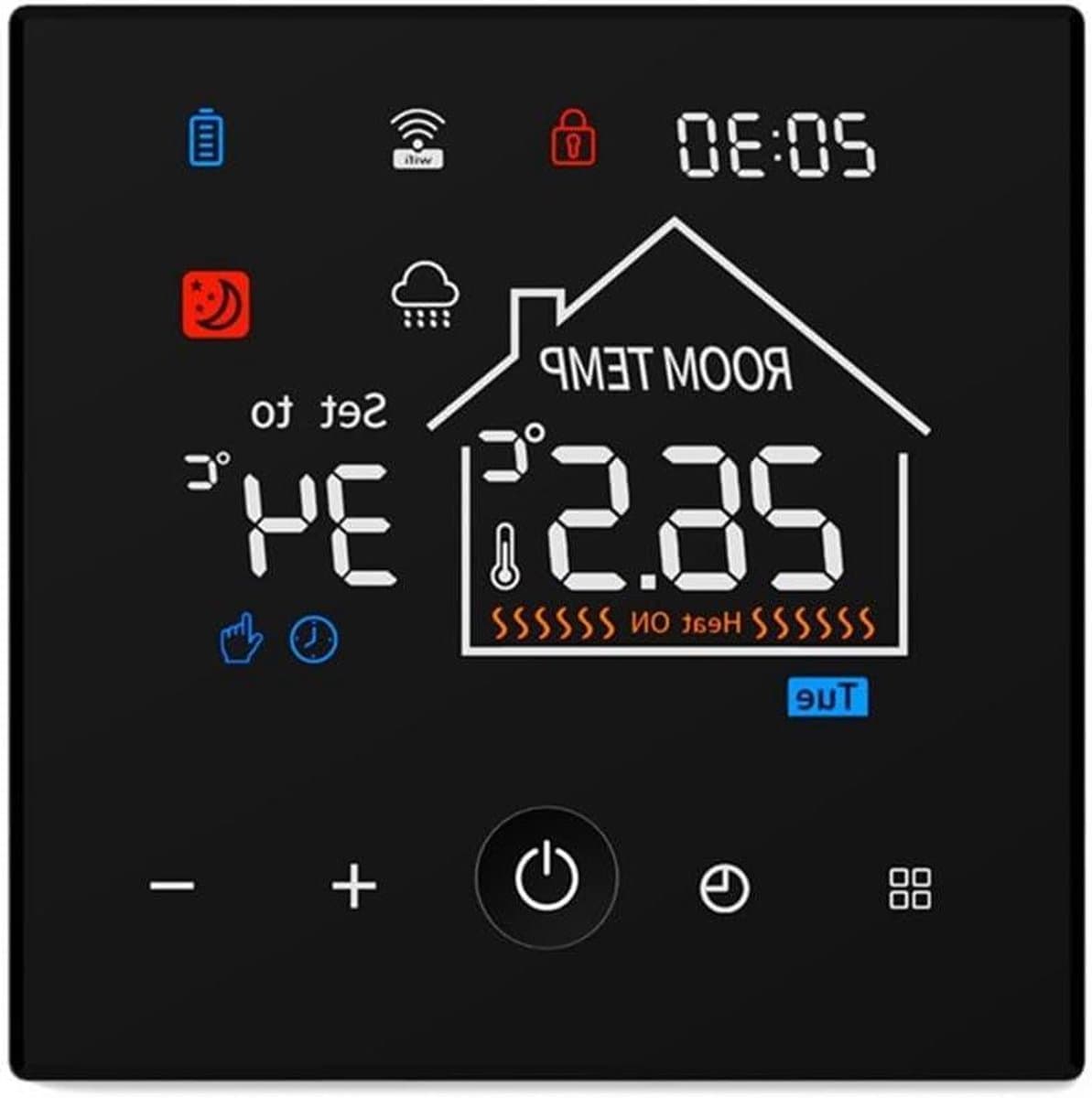 Slimme Thermostaat - Verwarming Thermostaat - Energie Besparen - App Bediening - 86x86x24 mm - Zwart — afbeelding 1