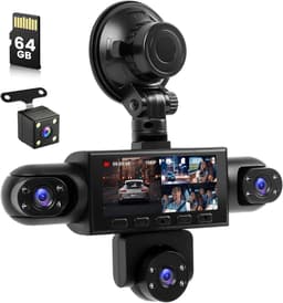 Dashcam voor auto - Zwart - 3,2 inch IPS-scherm - 1080p Full HD met 5 Camera's en Nachtzicht - Voor Veiliger Rijden — thumbnail 1