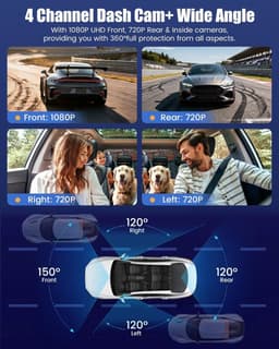 Dashcam voor auto - Zwart - 3 inch IPS-scherm - 360° Full HD met Nachtzicht en Wifi - Voor Personenauto's — thumbnail 1