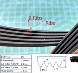 Getande Transmissieriem - Aandrijfriem Rubber V-snaar - Grasmaaier Onderhoud - Hoge Taaiheid - 450J 3 Ribs - Zwart — thumbnail 2